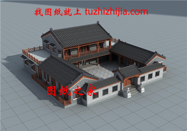 精美二層中式四合院別墅設計圖,外型設計十分漂亮