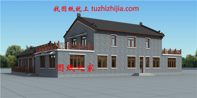 精美二層中式四合院別墅設計圖,外型設計十分漂亮