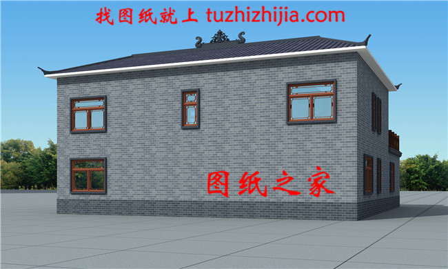 2019新款二層四合院別墅設(shè)計(jì)圖，帶露臺設(shè)計(jì)