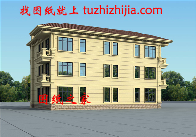 17X12米三層雙拼別墅設計圖,歐式風格