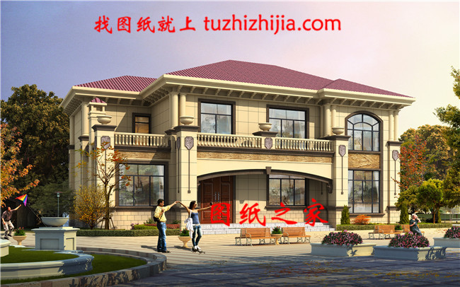 170平方米農(nóng)村兩層小別墅設(shè)計(jì)圖紙帶外觀圖