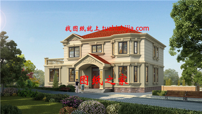 帶露臺歐式二層自建房設計圖