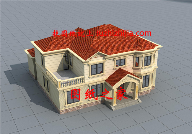 帶露臺歐式二層自建房設計圖