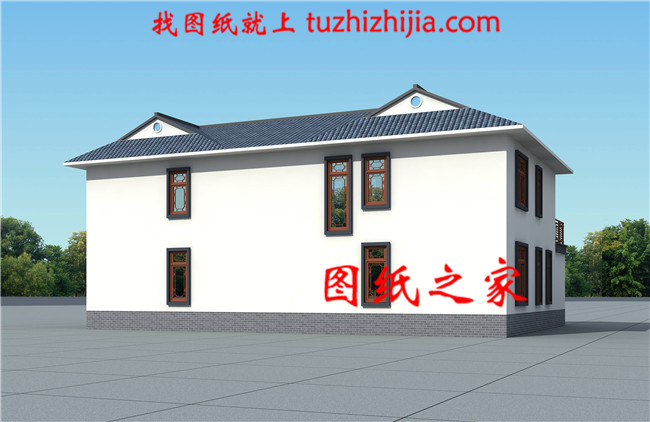 兩層新中式別墅,對稱設(shè)計(jì),頂層大露臺