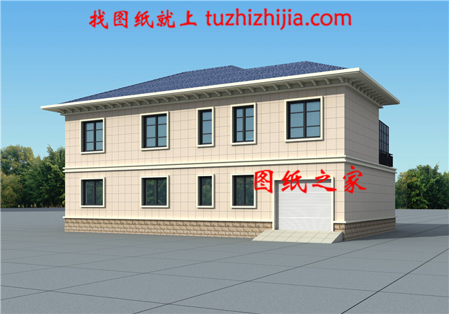 全套歐式二層別墅設(shè)計(jì)cad圖紙，含效果圖，帶車庫