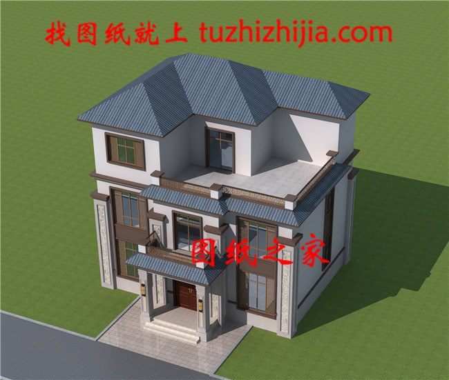 110平方米新農(nóng)村三層房屋設(shè)計(jì)圖，含外觀效果圖