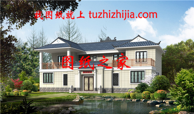 占地157平方米左右二層現代中式四合院自建房