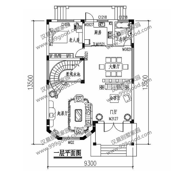 農(nóng)村小開間別墅設(shè)計圖，帶旋轉(zhuǎn)樓梯，挑空客廳，非常漂亮