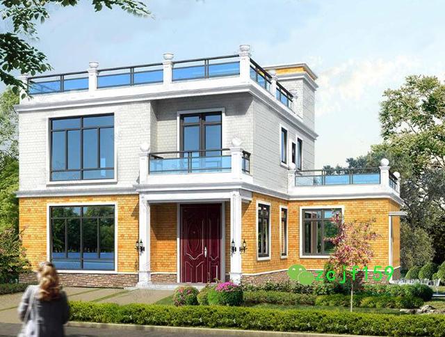 兩款平屋頂別墅設計圖紙，外觀漂亮，戶型簡單大方，適合農村建造