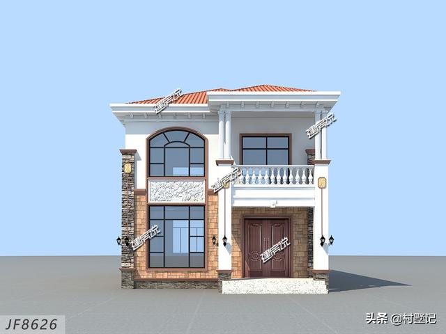 小宅基地照樣可以蓋別墅，現推一款面寬8米的二層別墅設計圖，時尚美觀