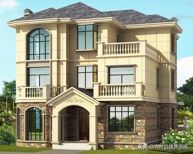 占地150平方米的三層農村別墅設計圖，帶柴火灶和壁爐