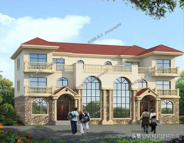 復式雙拼三層農村自建別墅設計圖，兄弟一起建最好