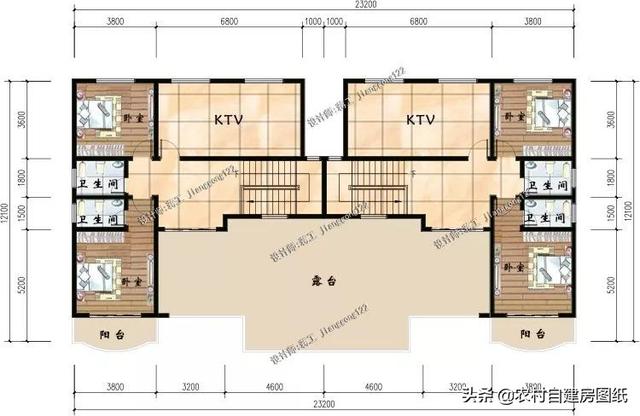 復式雙拼三層農村自建別墅設計圖，兄弟一起建最好