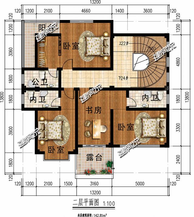 現代風格12X12米三層鄉村別墅設計圖，村長都夸好看