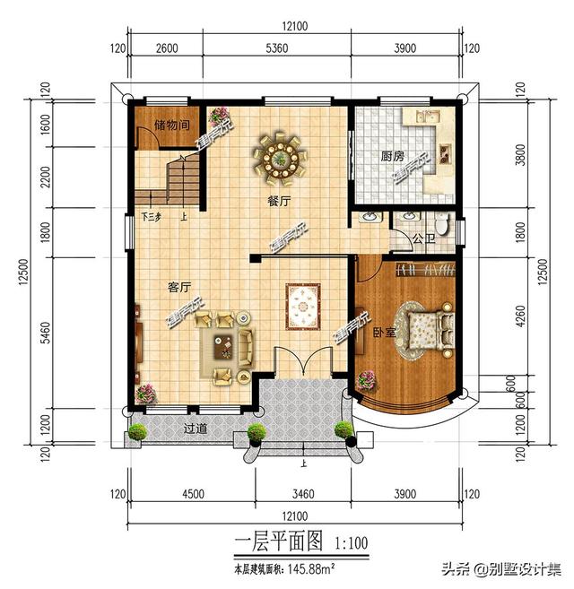 11x12米三層豪華歐式別墅設(shè)計(jì)圖，外觀豪華大氣上檔次，室內(nèi)布局合理