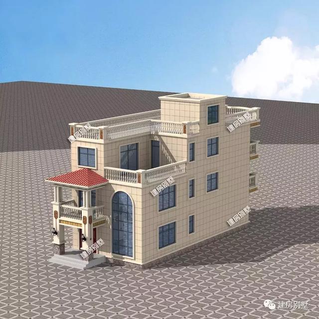 三層農村別墅設計圖，7×18米，小開間的平屋頂戶型，附裝修效果圖