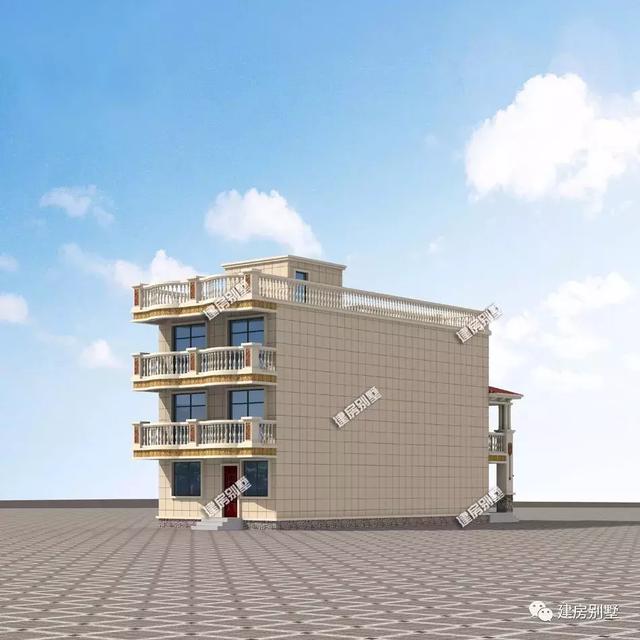 三層農村別墅設計圖，7×18米，小開間的平屋頂戶型，附裝修效果圖