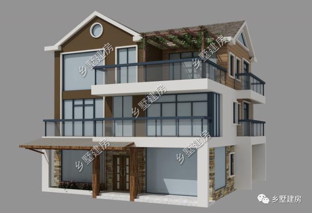 現(xiàn)代風(fēng)三層農(nóng)村別墅設(shè)計(jì)圖，簡(jiǎn)約大氣，有強(qiáng)烈的時(shí)尚感