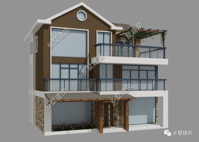 現(xiàn)代風(fēng)三層農(nóng)村別墅設(shè)計(jì)圖，簡(jiǎn)約大氣，有強(qiáng)烈的時(shí)尚感