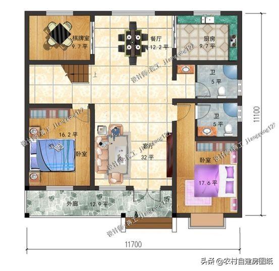 3款一層半農村自建房設計圖，造價經濟，施工簡單，易于建造
