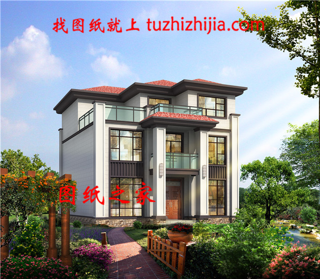 新農村自建三層樓房設計圖紙,外觀簡單大方