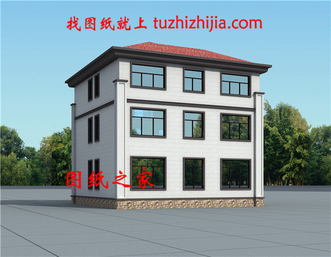 新農村自建三層樓房設計圖紙,外觀簡單大方