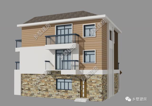 現代時尚風格三層農村別墅設計圖，外觀時尚靚麗，布局實用合理