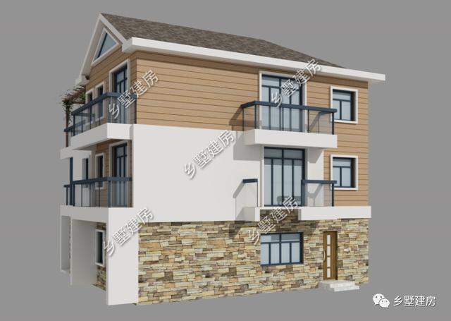 現代時尚風格三層農村別墅設計圖，外觀時尚靚麗，布局實用合理