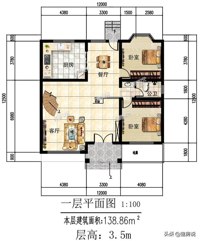 3款開間12米的別墅設計圖，在農村很流行，如果你想要建房，可以先收藏起來