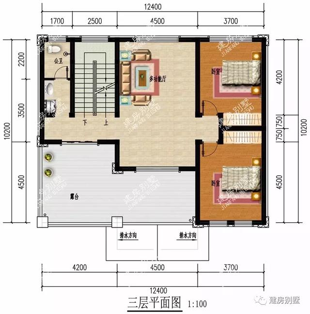 兩棟寬15.9米的農村自建房設計圖，兩款都是現代歐式風格