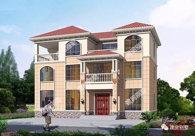 兩棟寬15.9米的農村自建房設計圖，兩款都是現代歐式風格