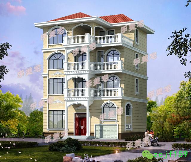 分享一款帶躍層設計的四層別墅戶型圖，農村、鄉鎮上都適合建筑