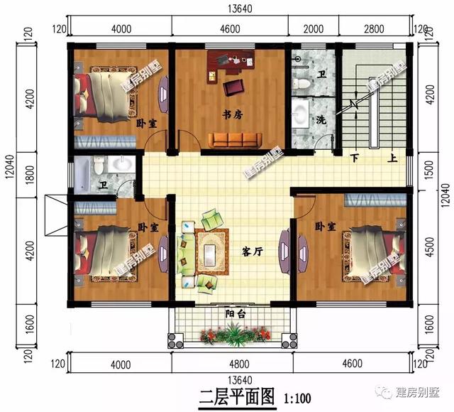 開間13.64×12米農(nóng)村別墅設計圖，看著就有強烈想要住進去的欲望