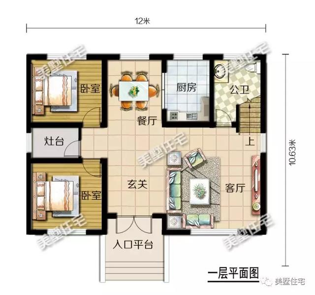 5套農村別墅設計圖，占地面積都不超過120平，方方正正，簡單實用