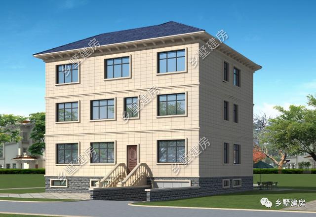 挑空客廳+多功能半地下室三層農村自建房設計圖，基本可以滿足大多數人的需求