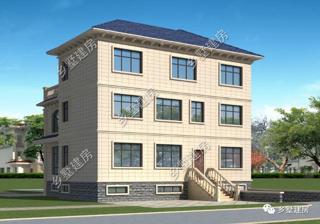 挑空客廳+多功能半地下室三層農村自建房設計圖，基本可以滿足大多數人的需求