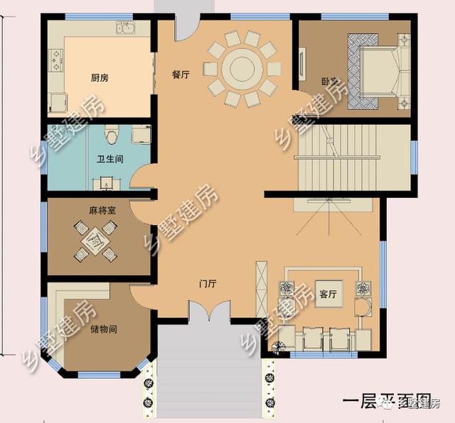 挑空客廳+多功能半地下室三層農村自建房設計圖，基本可以滿足大多數人的需求
