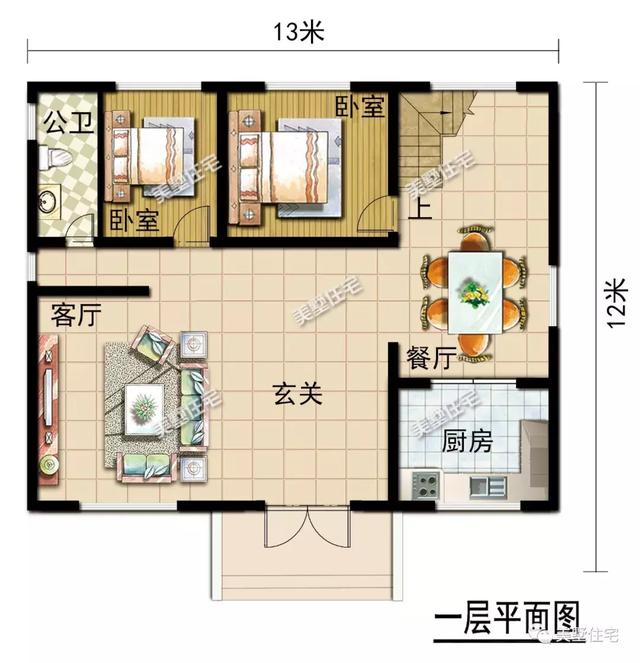 帶9間臥室的三層農村別墅設計圖，這款別墅外觀簡潔清爽，更顯鄉居生活的溫馨