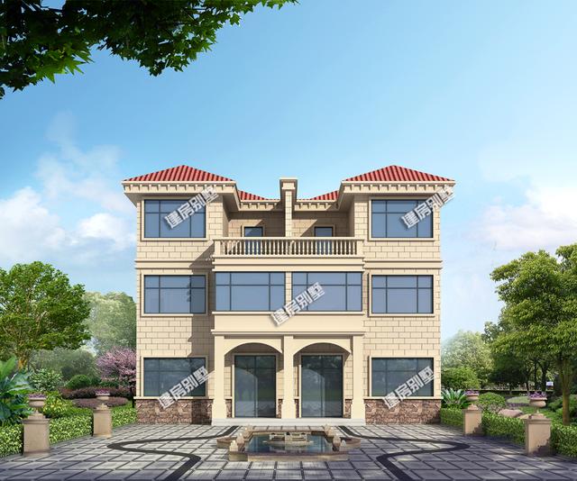 三層兄弟雙拼別墅設計圖，13×18.5，帶天井設計