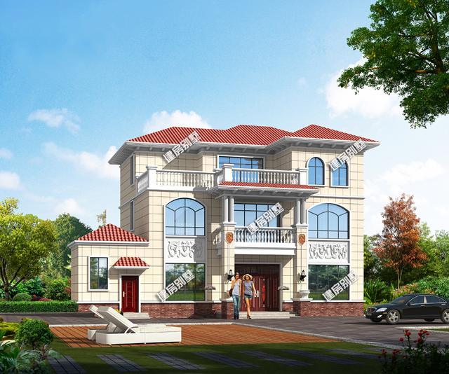 三層簡歐別墅設計圖，獨立廚房設計，帶堂屋神位，非常完貼近農村生活