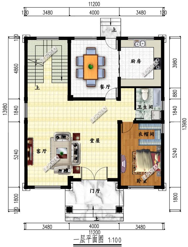 3棟開間11.2米別墅設計圖，外觀精致，戶型方方正正