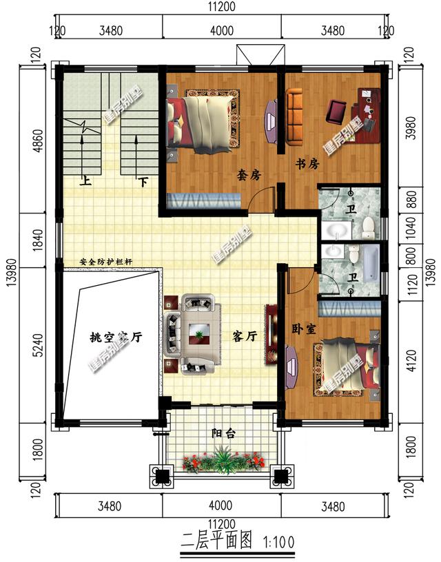 3棟開間11.2米別墅設計圖，外觀精致，戶型方方正正
