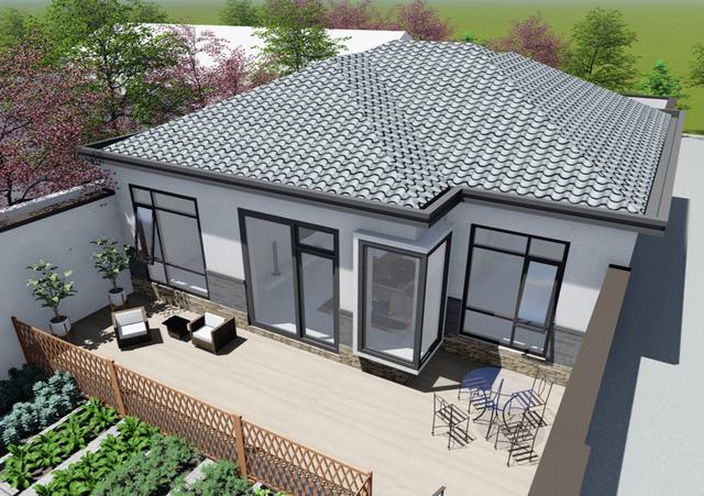 占地130平的農村一層小別墅設計圖紙，現代風格的獨棟別墅