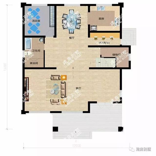 兩款面寬12米多的兩層自建房設計圖，兩款都很簡約時尚