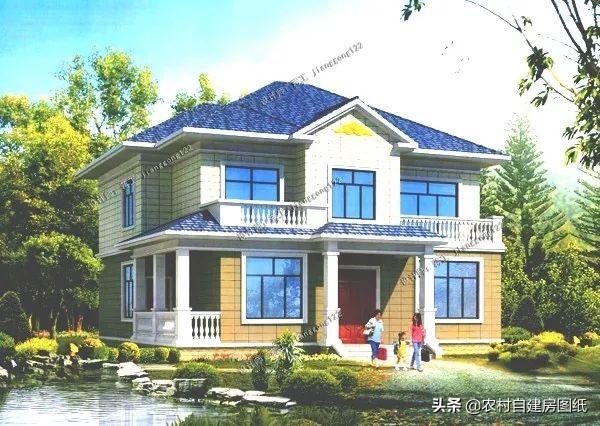 占地面積176平方米二層農村別墅設計圖，7間臥室多露臺，足夠三代同堂同住