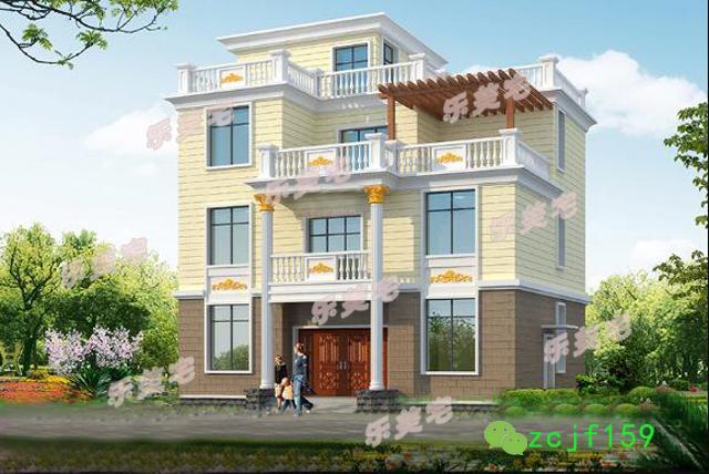 三層半農村自建別墅建筑施工圖，13x10米，平屋頂大露臺設計