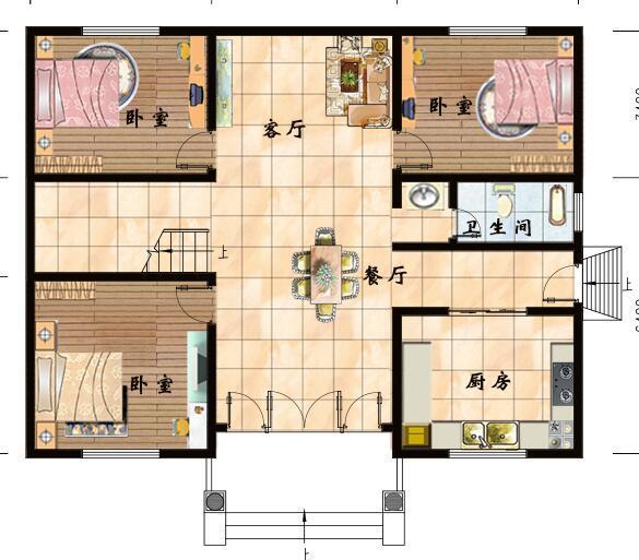 三層半農村自建別墅建筑施工圖，13x10米，平屋頂大露臺設計