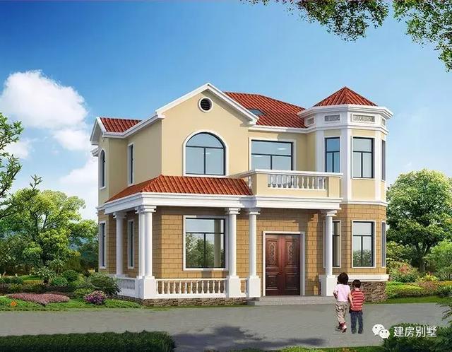 2款農村別墅設計圖，多根羅馬柱裝飾，外觀精致而大氣