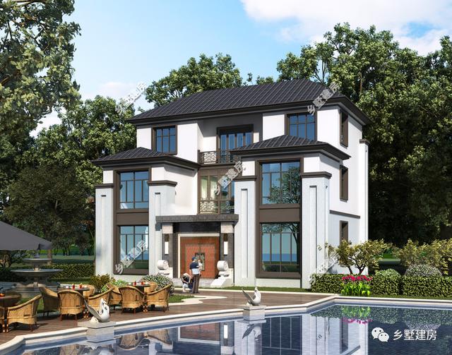 帶大家來看一款新中式別墅設計圖，回鄉建一棟，既有品位又有面子