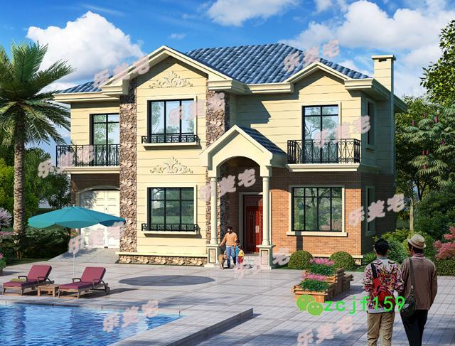 帶車庫(kù)鄉(xiāng)村二層別墅設(shè)計(jì)圖片，好看又簡(jiǎn)單，舒適性好